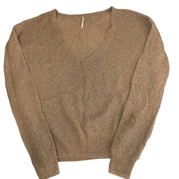 Free People Brown Alpaca Wool Blend V-Neck Sweater - Picture 5 of 11